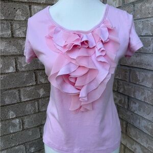Cato Light Pink Ruffle Front Tee